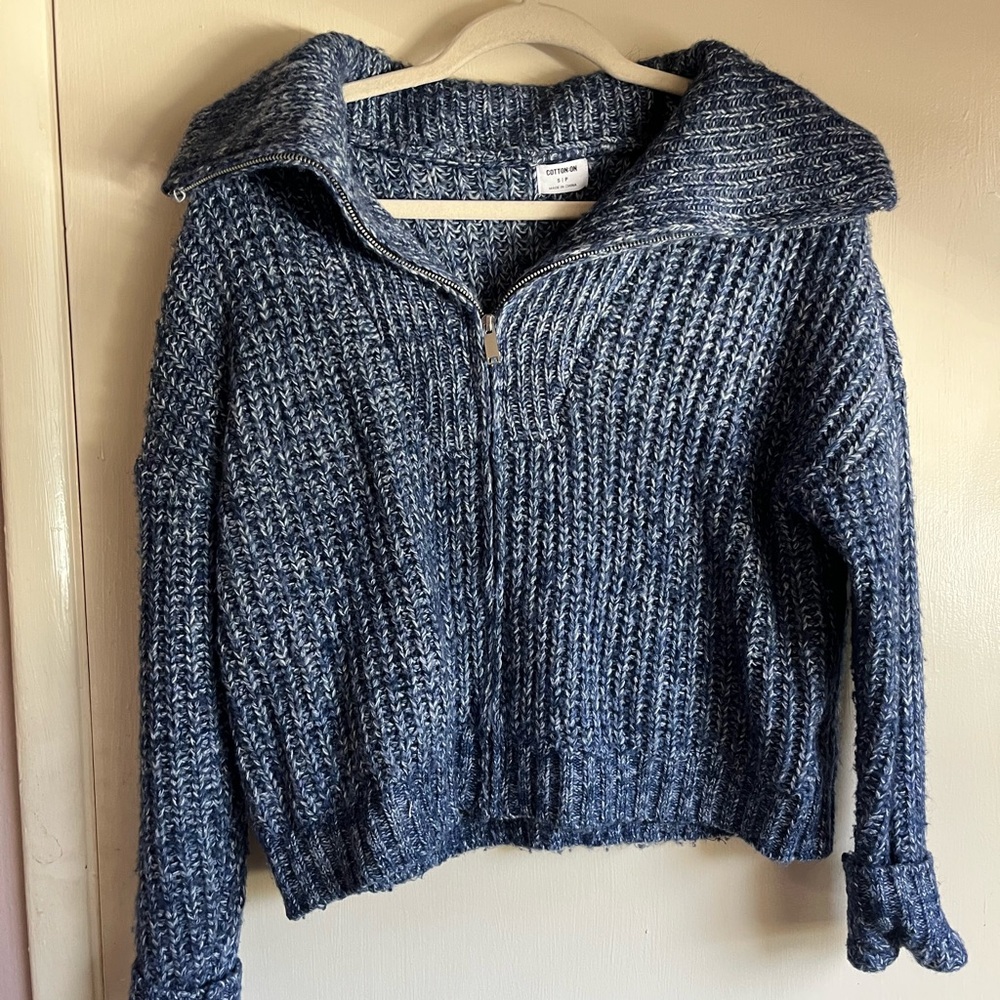 Cozy Half-Zip Blue Knit Sweater